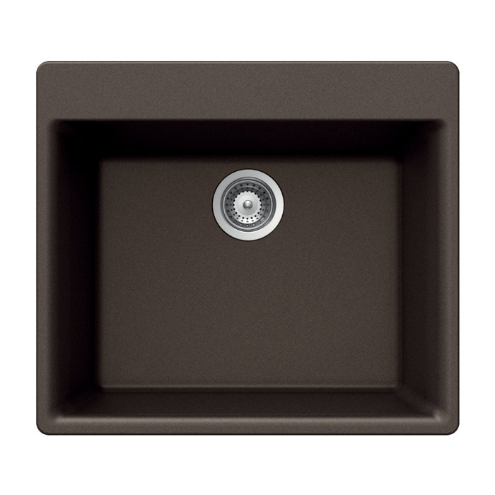 Houzer Quartztone 20'' W Single Bowl Granite DropIn Kitchen Sink with